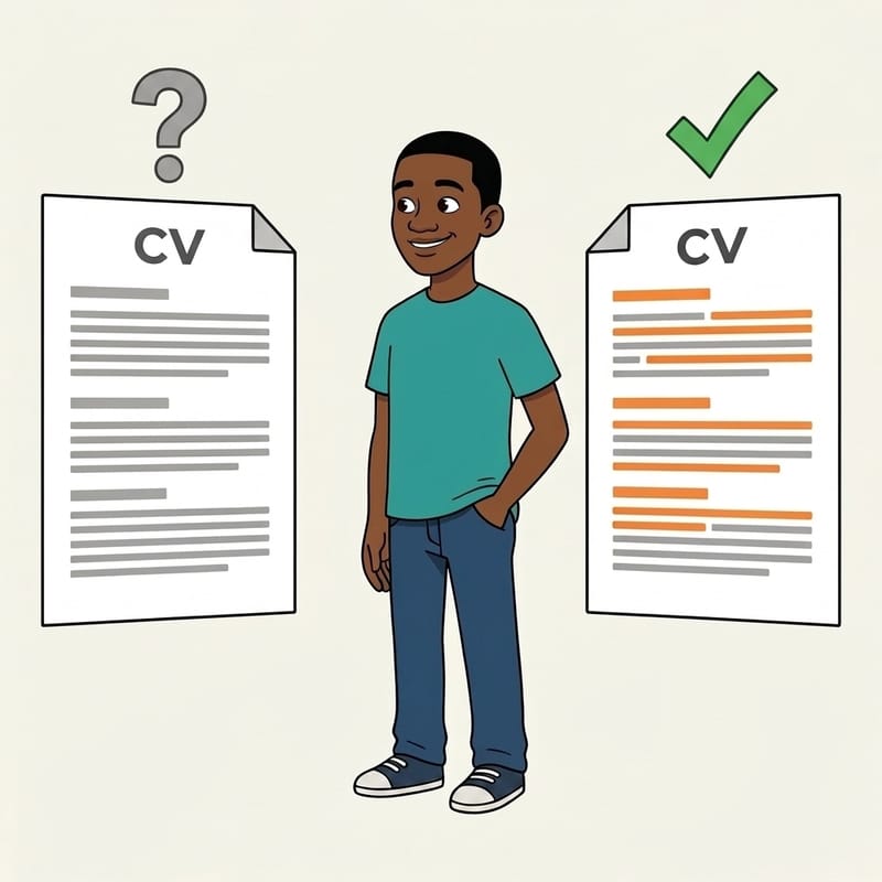 A general CV compared with a CV changed to match the job advert