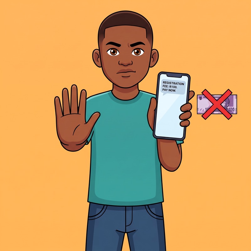 Thabo refusing to pay a registration fee for a fake job