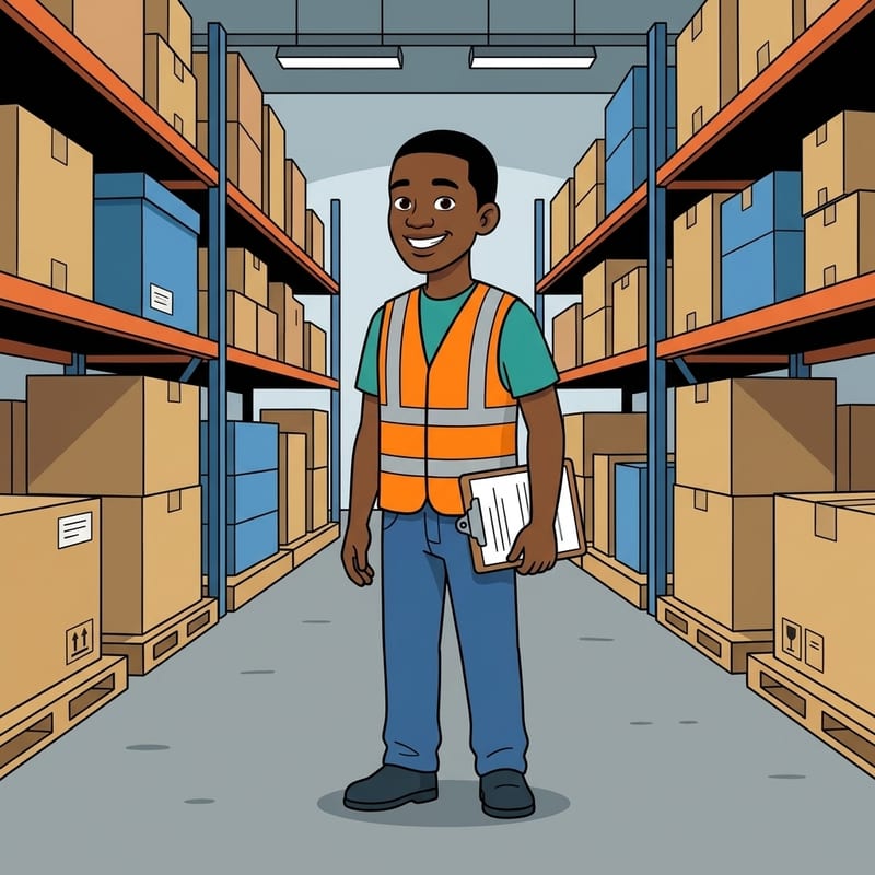 Thabo working in a warehouse, a job open to people without matric